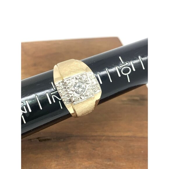 Men's Ring 14k Yellow Gold Diamond 0.50ctw Statement Cocktail Estate Size 11.5 - Picture 8 of 14